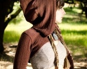The Summer Sweater Hooded Shrug in Nutmeg/Brown by Opal Moon Designs (sizes L or XL)