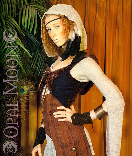 The Reversible Brown Velvet & Stripes Vest with Grommets (Sizes S or M)