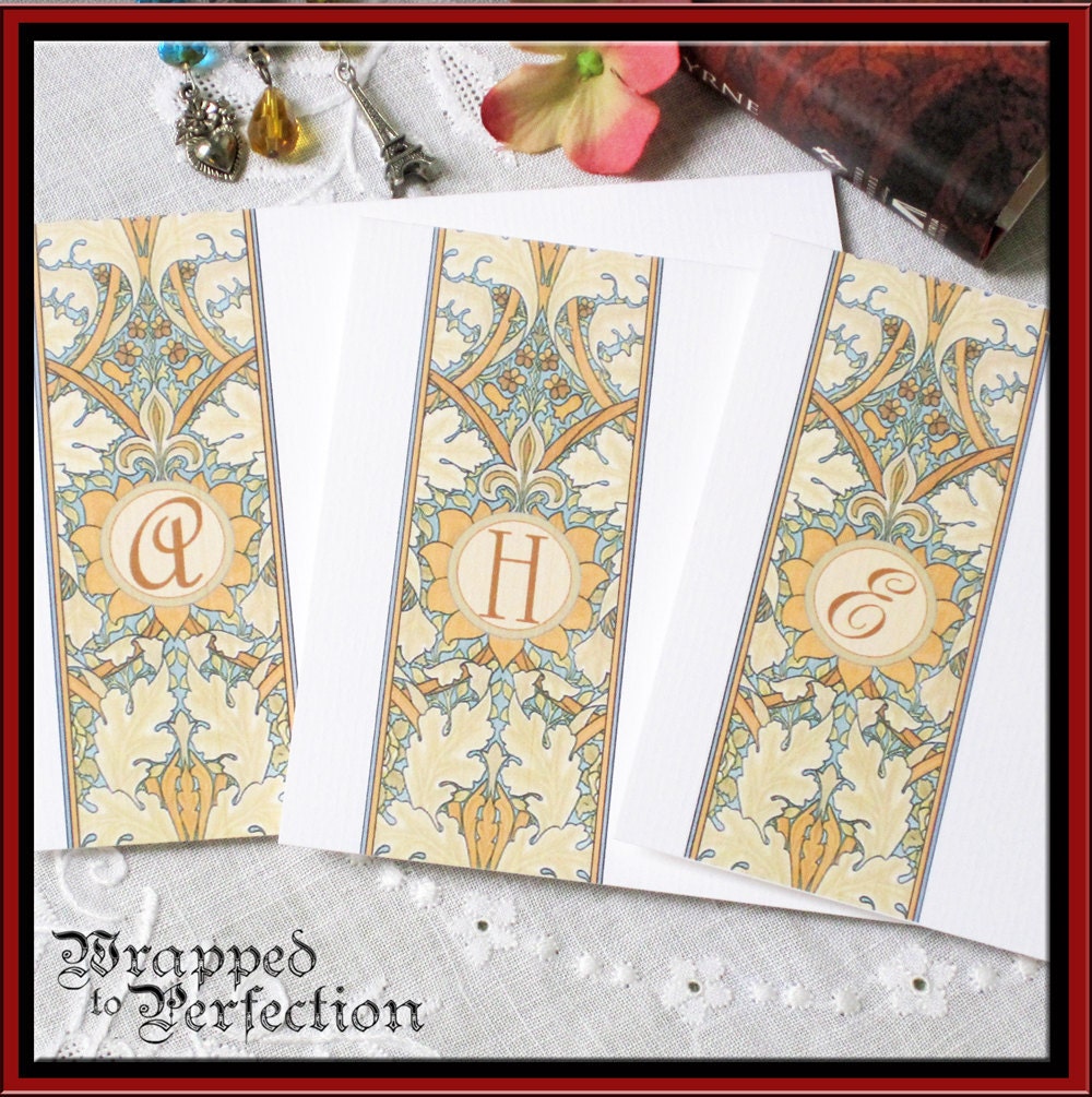 Monogram Note Cards / Rich Tapestry / Personalized Notecards / Hostess Bride Engagement / Renaissance