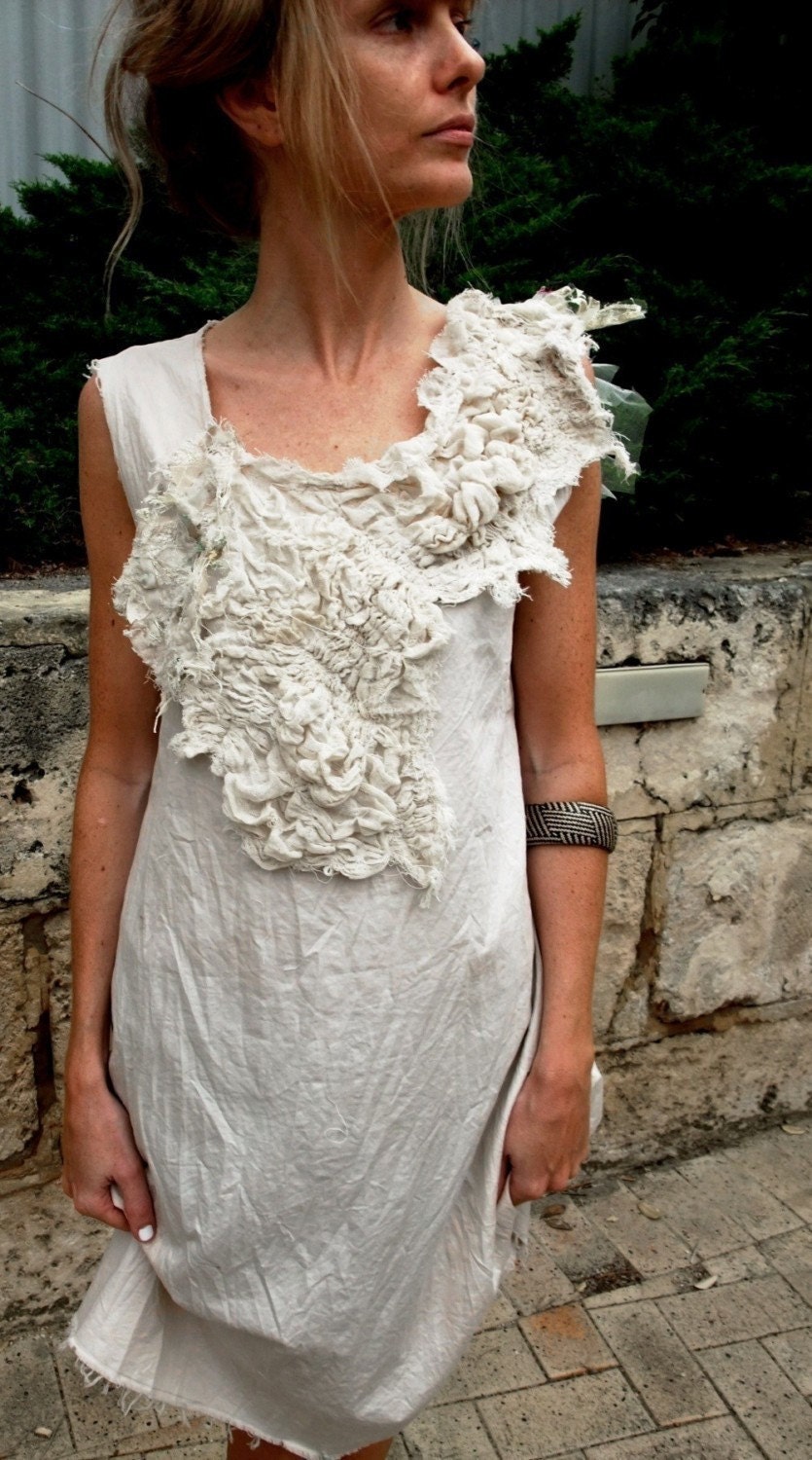 RESERVED MADE to ORDER - Sea Shore Dress. Unusual Textured Dress. Unconventional Wedding Dress. Experimental clothing, by RawHemline on etsy
