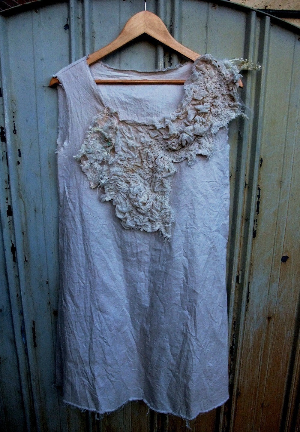 Sea Shore Dress- Textured, Gathered, Natural Sculpted Dress. Unconventional Wedding. Experimental clothing, by RawHemline on etsy