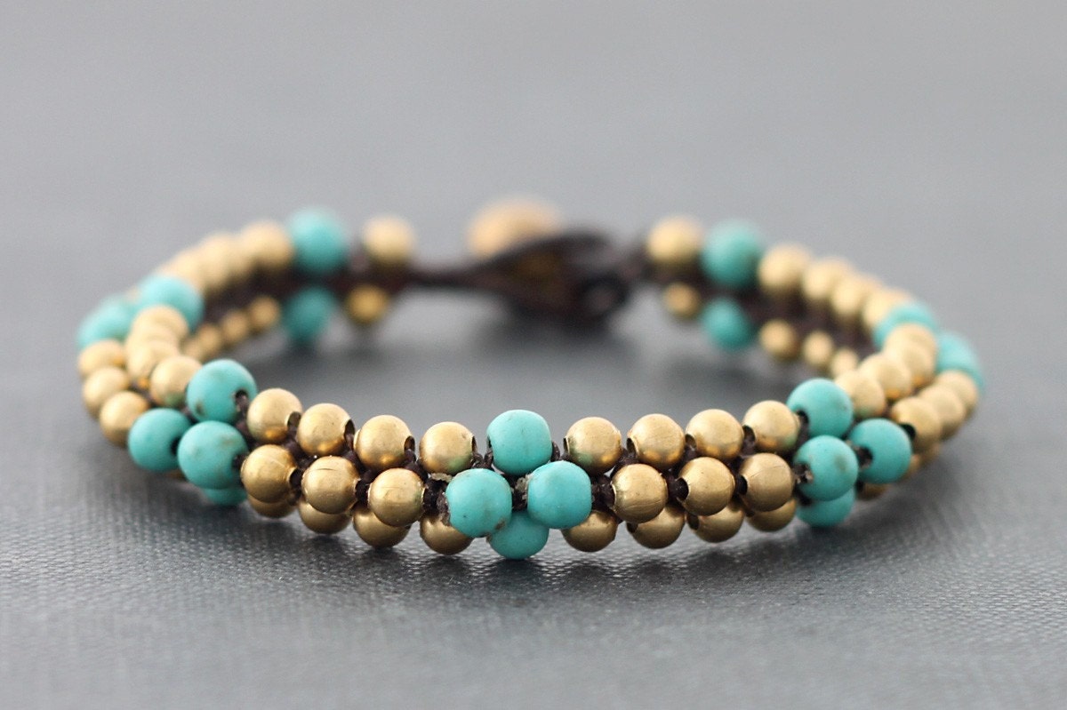 Mala Turquoise Brass Bracelet