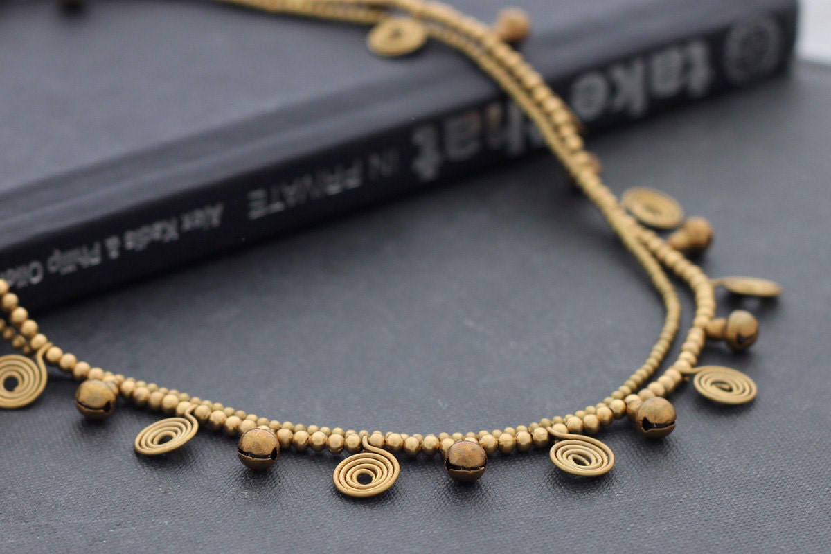 Wire Wrapped Chain Brass Necklace