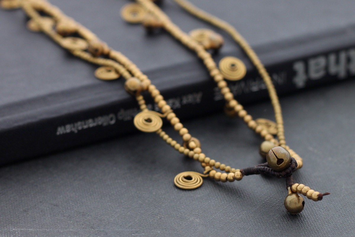 Wire Wrapped Chain Brass Necklace