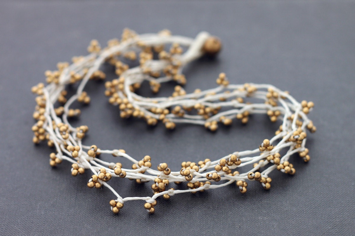 White Free Form Brass Necklace