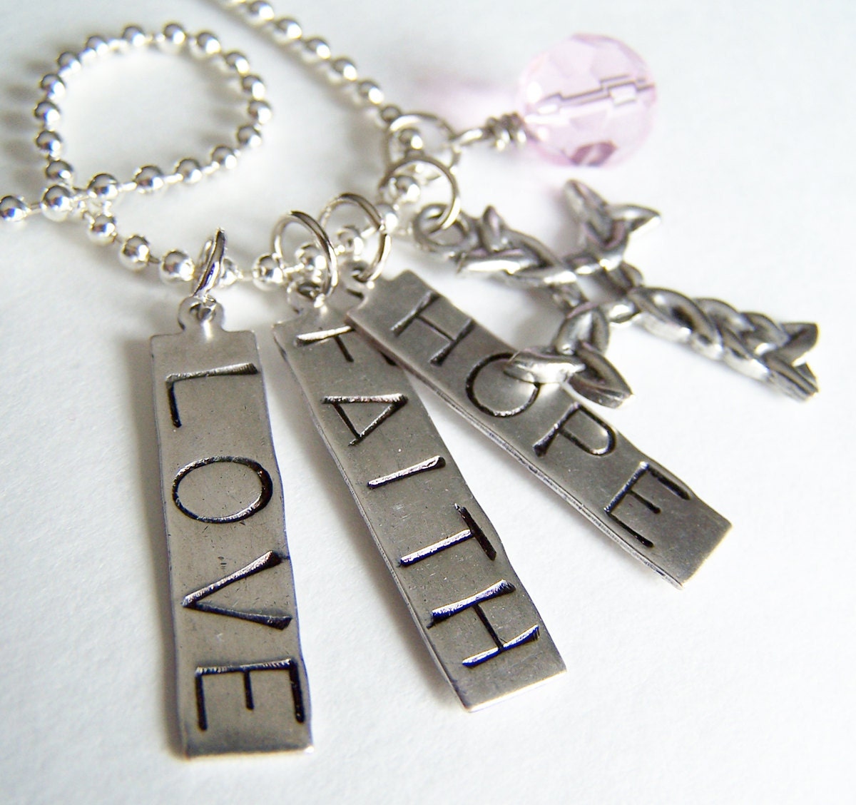 PICK FIVE Charm, Bead, OR Stamped Name Tag Plus a Chain