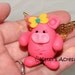 CHUBBY FLYING PIG with Golden Wings - Polymer Clay Animal - Made to Order