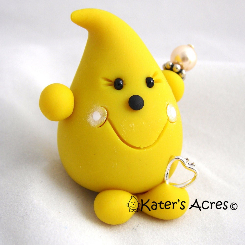 JUNE Birthstone PEARL PARKER - Polymer Clay Character with Swarovski Cream Pearl