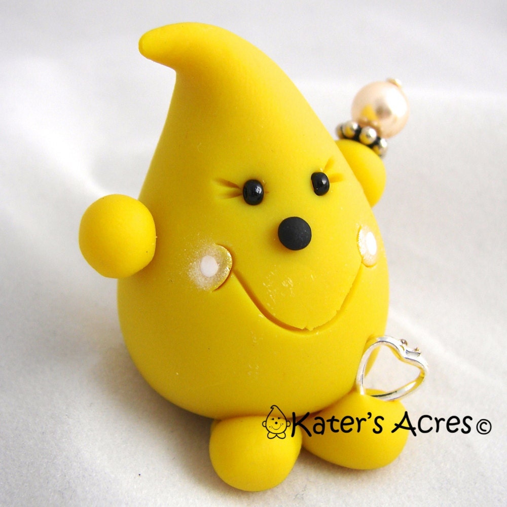 JUNE Birthstone PEARL PARKER - Polymer Clay Character with Swarovski Cream Pearl