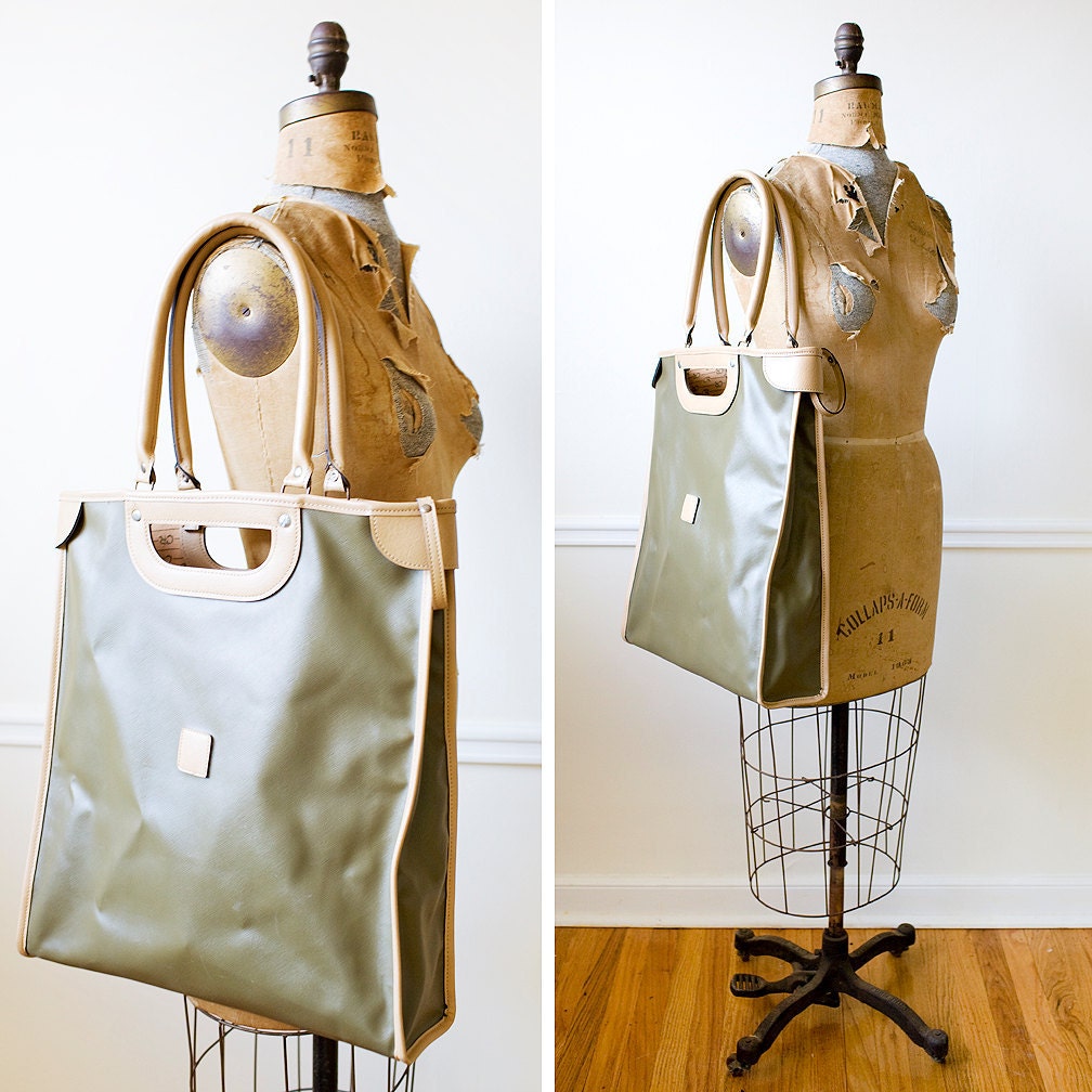Vintage 1970s CONSTANT COMPANION Oversized Faux Leather Tote Bag