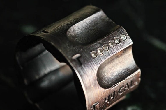Pistol Ring 44 cal chamber 7 diamonds in Black Sterling Silver Sizes 4 through 13 Made in NYC