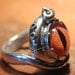 Evil Eye Sterling Tentacle Ring, Orange Dragon Eye (made in NYC) sizes 4-11