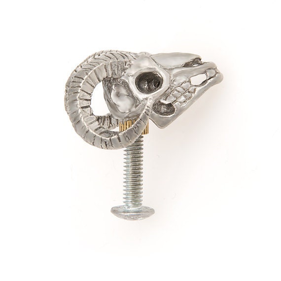 Ram skull cabinet knob made in NYC Blue Bayer Design