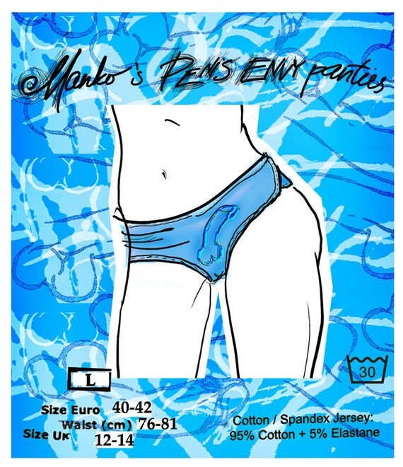 Penis Envy Panties - blue, size L (sexy, silly, punk, adult, mature)