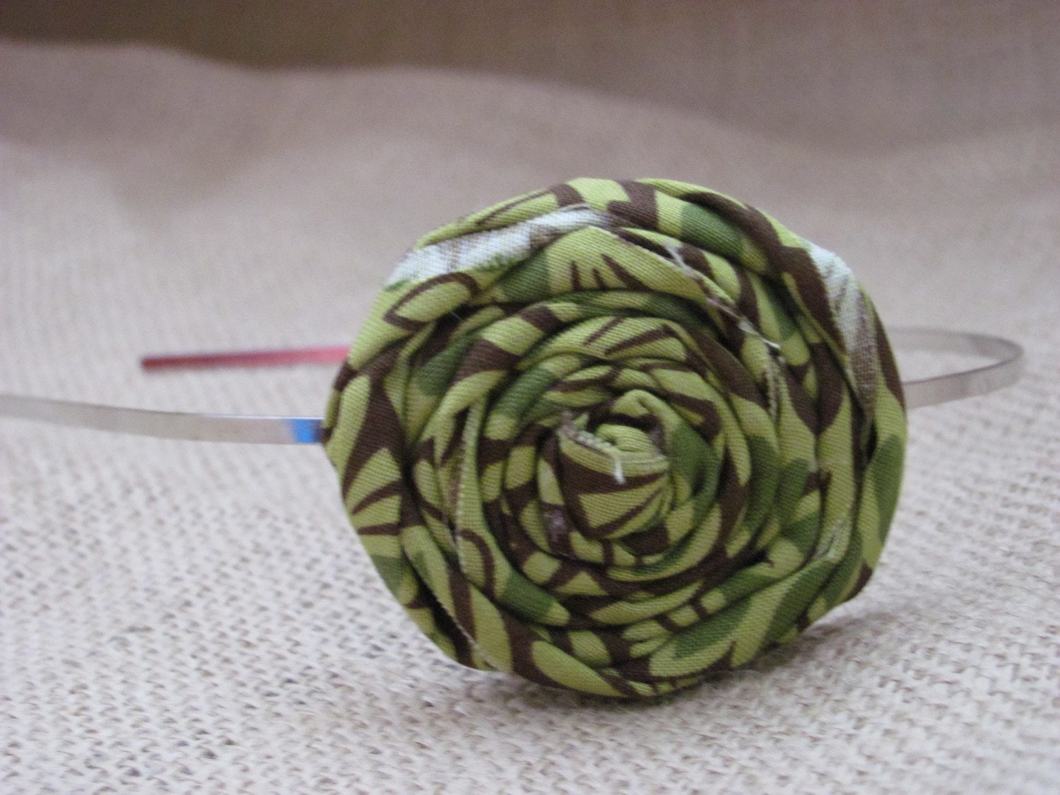 Green And Brown Rosette Flower Headband