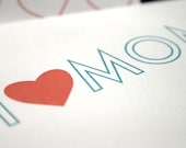 I Heart Mom Mother's Day Greeting Card - teal & red