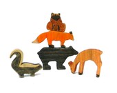 wooden waldorf forest animal toy - woodland animals toy set - eco friendly toys