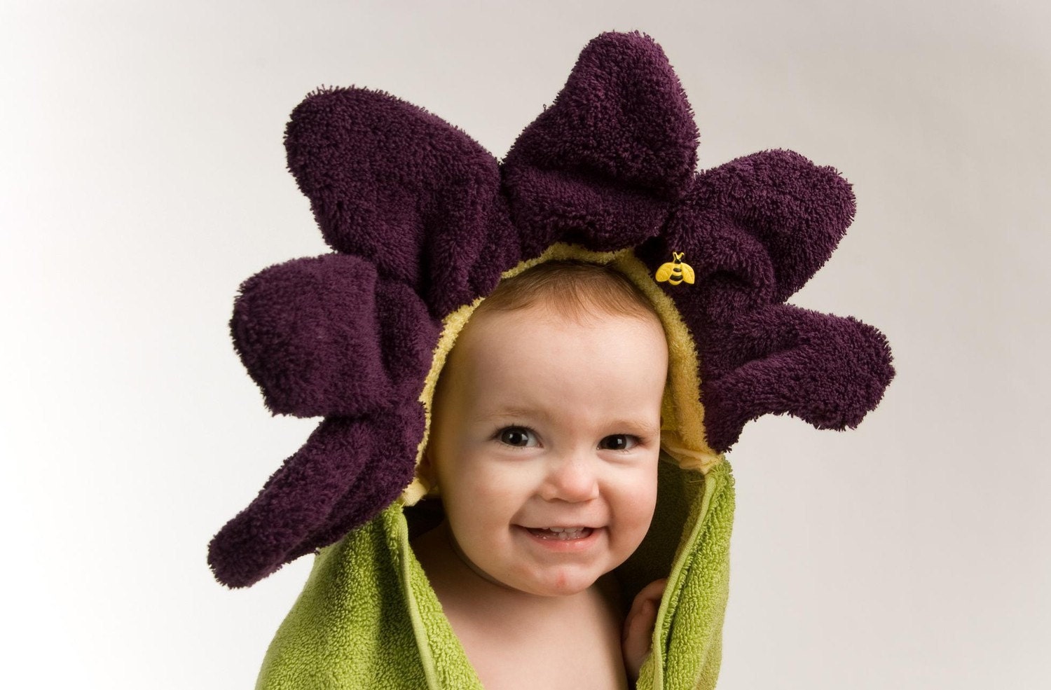 Light Purple Flower Hooded Towel