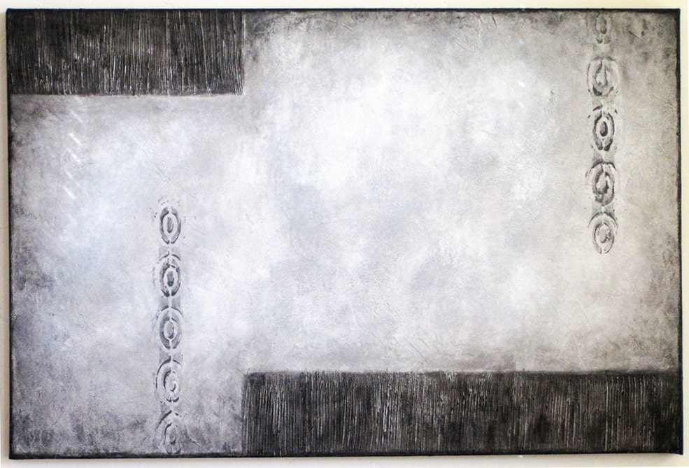 Abstract Painting Original Acrylic Modern art with Texture in silver gray black pearl white