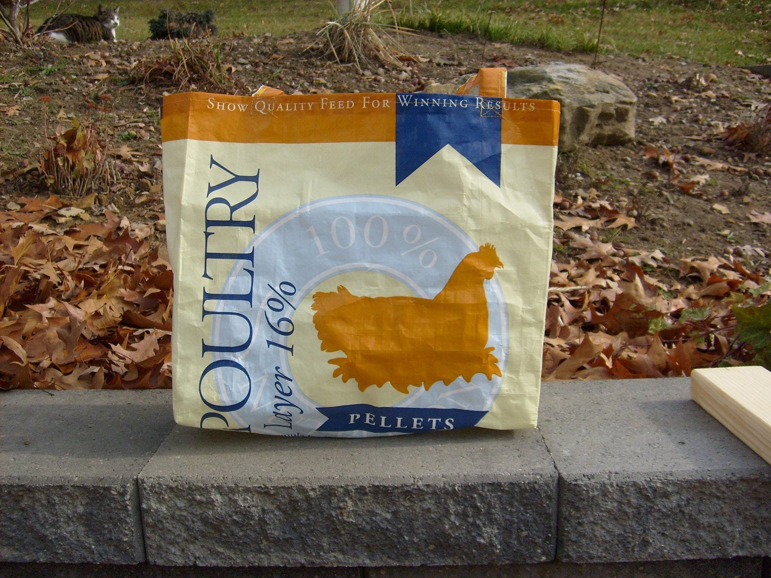 Recycled Feed Sack Chicken Food Hen Reusable Market Bag Tote Purse
