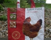 Recycled Feed Sack Chicken Food Red Hen Reusable Market Bag Tote Purse