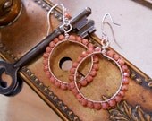 Pink Coral and Sterling Silver Hoop Earrings