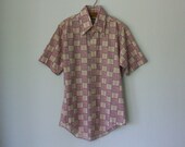 Vintage Mens Shirt ... 1960's Pastel Patchwork Floral