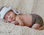 Newborn Photo Prop, Boy Crochet Aviator Hat and Diaper Cover  -Sizes NEWBORN TO 12 MONTHS, Baby Boy, Brown, Photo Prop -more colors