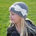 Girl Crochet Striped Hat With Bow, Beanie, Grey Hat, Cream hat, Girl bow hat--Sizes 12 MONTHS AND UP  (additional colors available)