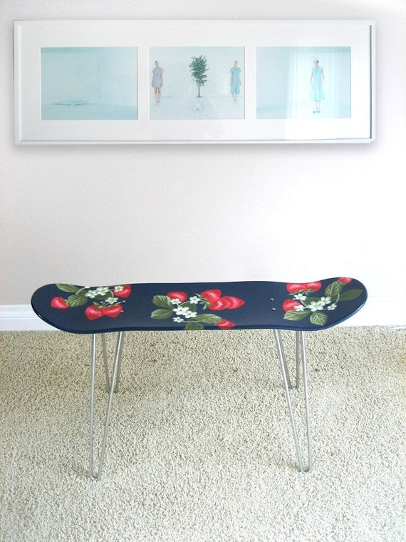 HandPainted Big Strawberry Pattern Skateboard Stool
