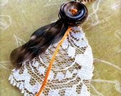 Vintage Style Textile Button and Lace Necklace