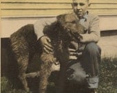 A Boy and His Dog Colorized 1940's Photo
