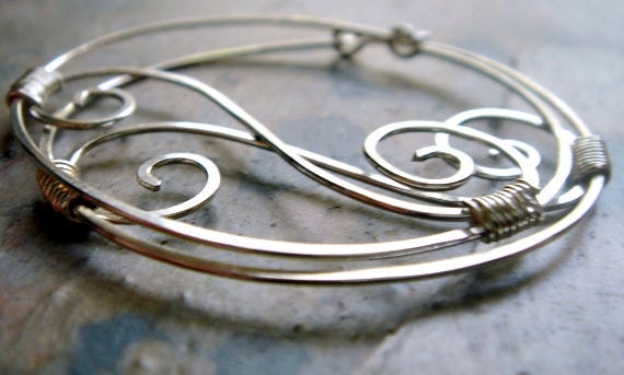 handmade hammered sterling silver swirl hoop earrings - embrace me