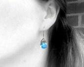 faceted aqua turquoise blue glass drops on sterling silver -