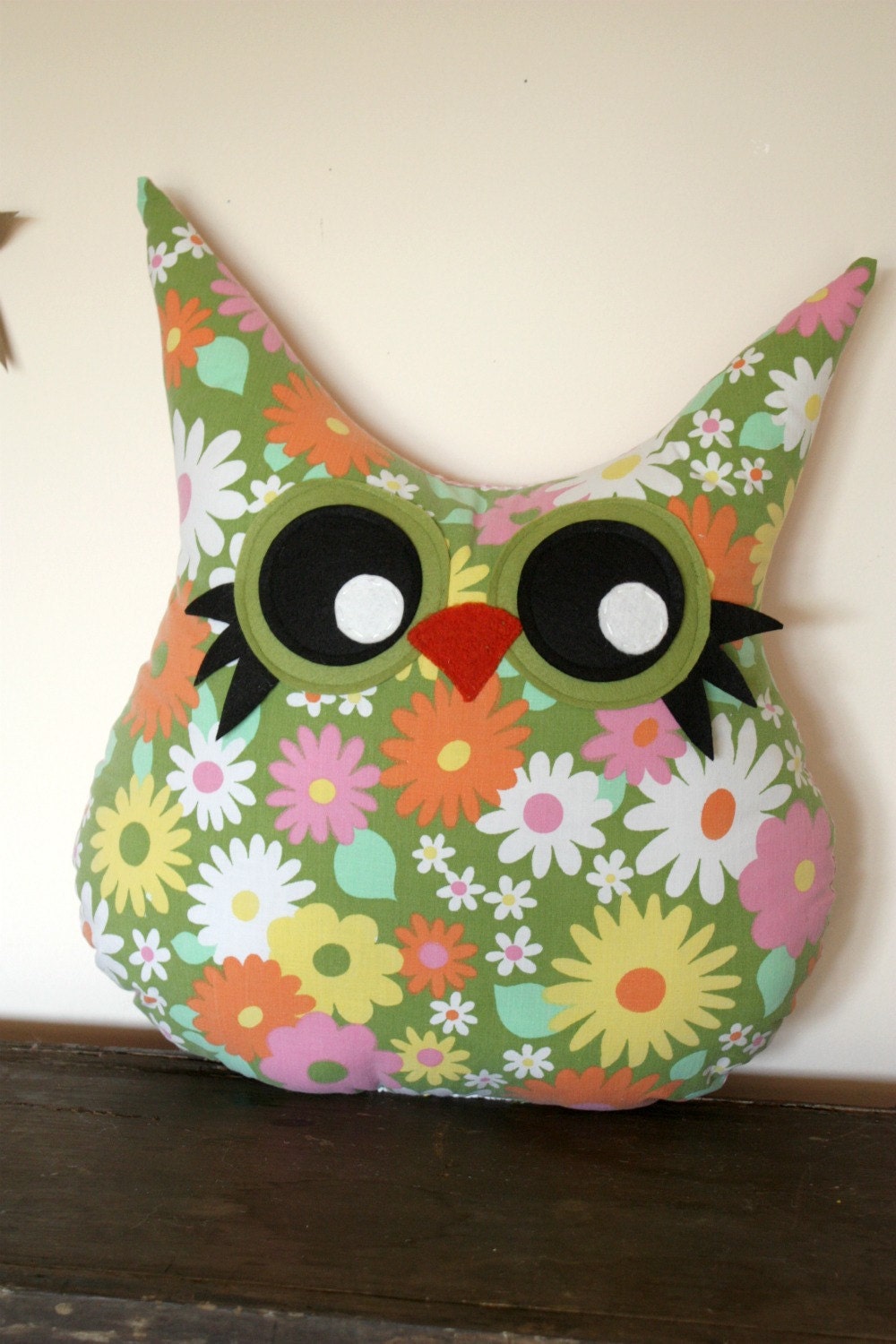 handmade owl pillow plush- stuffed animal owl- owl decor
