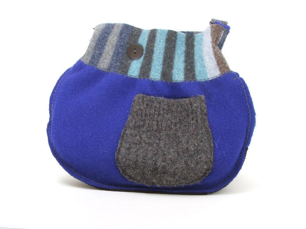 Recycled Felt Handbag - Grey Stripes