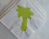 White and Green Palm Tree Paper Coctail Napkins
