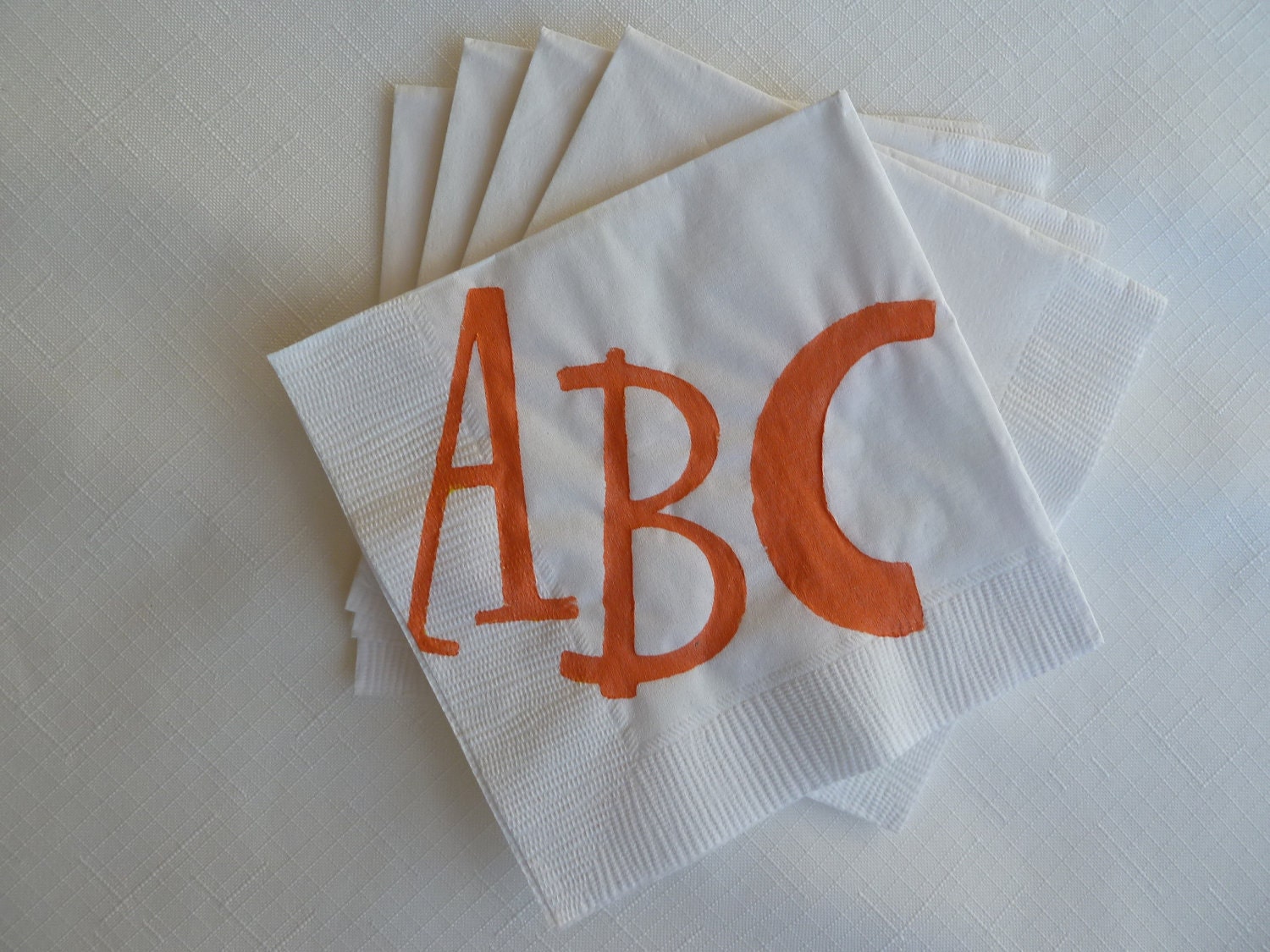 Orange and White Alphabet Paper Cocktail Napkins