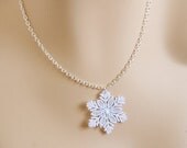 Lace Snowflake Necklace - Silver and White