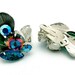 Vintage Juliana Watermelon  Brooch Earrings Set With Scalloped Leaves & Carved Navettes