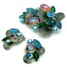 Vintage Juliana Watermelon  Brooch Earrings Set With Scalloped Leaves & Carved Navettes