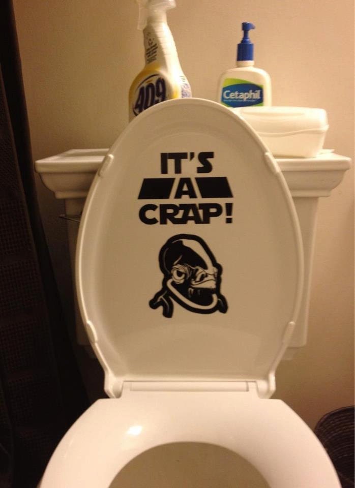 It's a CRAP Star wars inspired Admiral Ackbar toilet sticker Art,