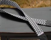 BW Chevron SLR Camera Strap with Leather Ends- Free Shipping