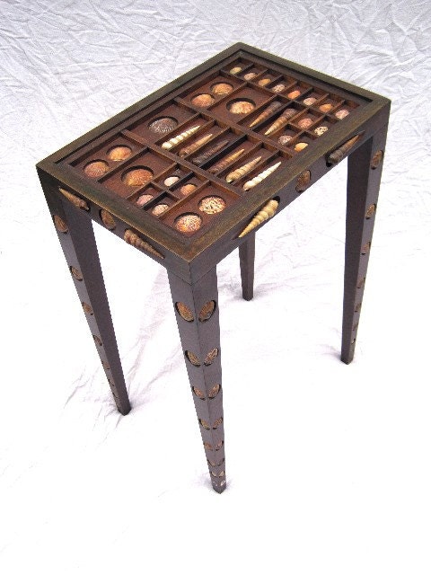 Mahogany Table with Inlaid Shells