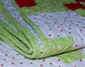 Polka Dot Quilt - Disappearing Nine Patch Quilt - Red and White Cottage Quilt