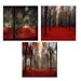 Photography gift set of 3 5x5 photos for Fathers Day - red trees in autumn, red wall decor - nature photography for Ikea ribba