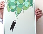 Large Poster Art/ Dream Of Yarn Curtains / Green Mint Playful Wall Decor