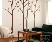 ON SALE -Forest Winter Trees and Birds Tree wall decals Winter trees decal nature Home Decor Set of 4 Nursery Baby children Sticker