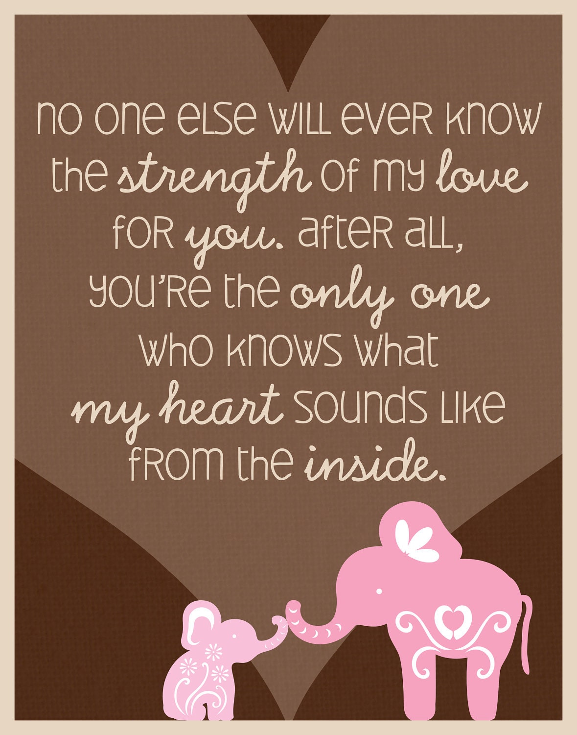 Elephant Quote Poster for Baby's Nursery, 11" x 14" print