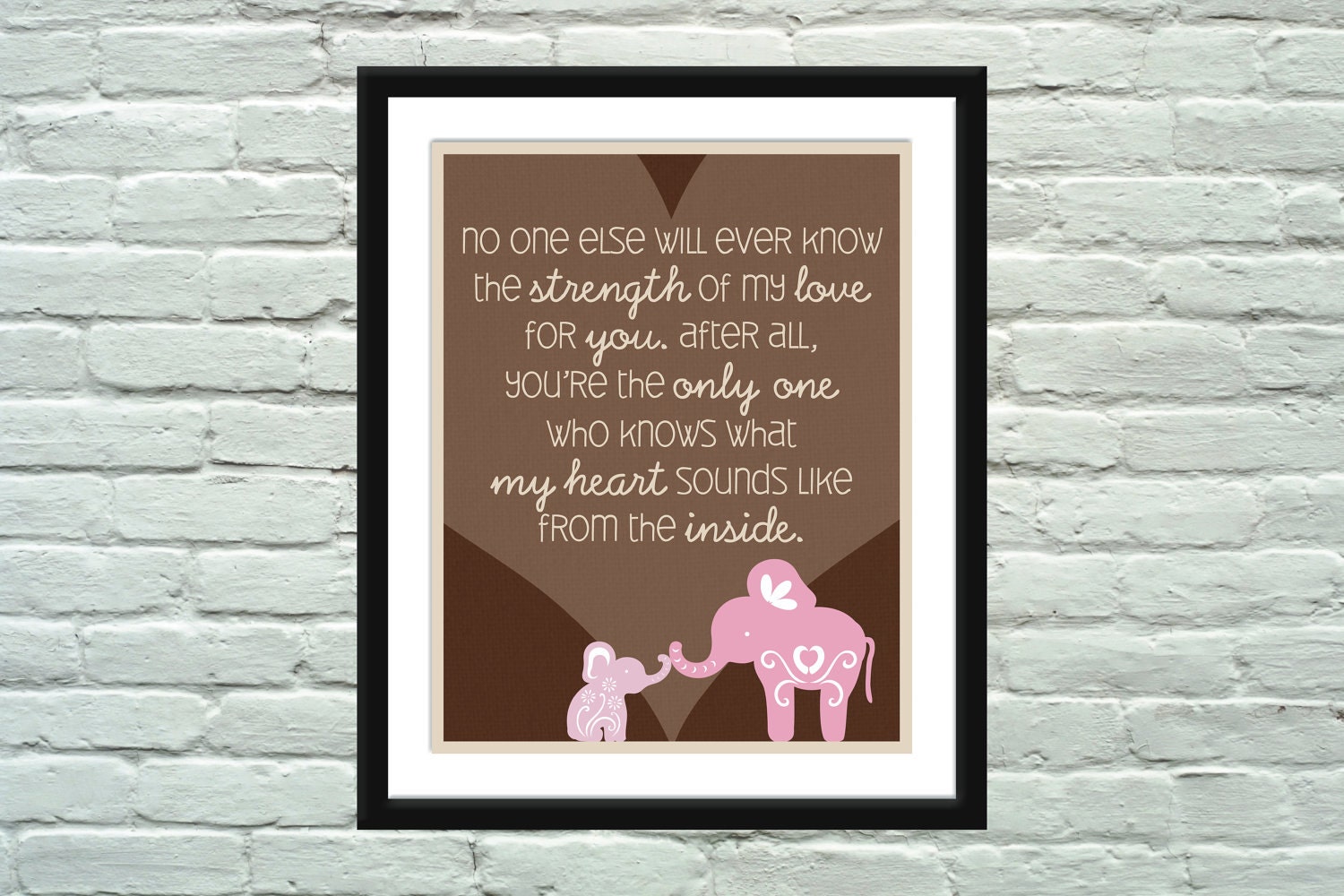 Elephant Quote Poster for Baby's Nursery, 11" x 14" print
